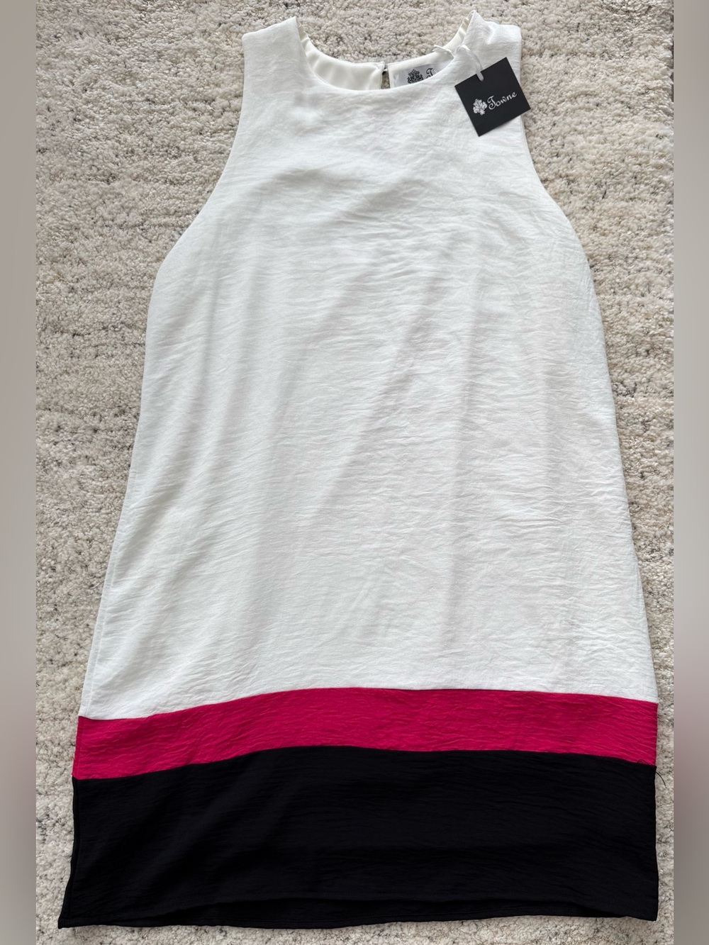 Towne Huntington Colorblock Shift Dress White Pink Black Sleeveless S Small NWT